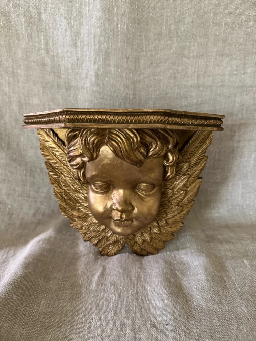 Vintage Gold Cherub Wall Sconce Shelf